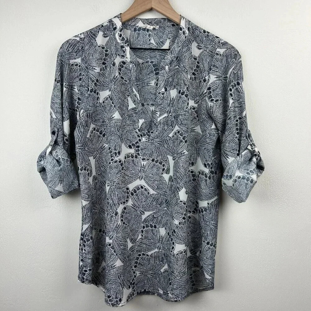 Maison Jules Tunic Womens Small Butterflies Blue Top Shirt Butterfly Core Ladies